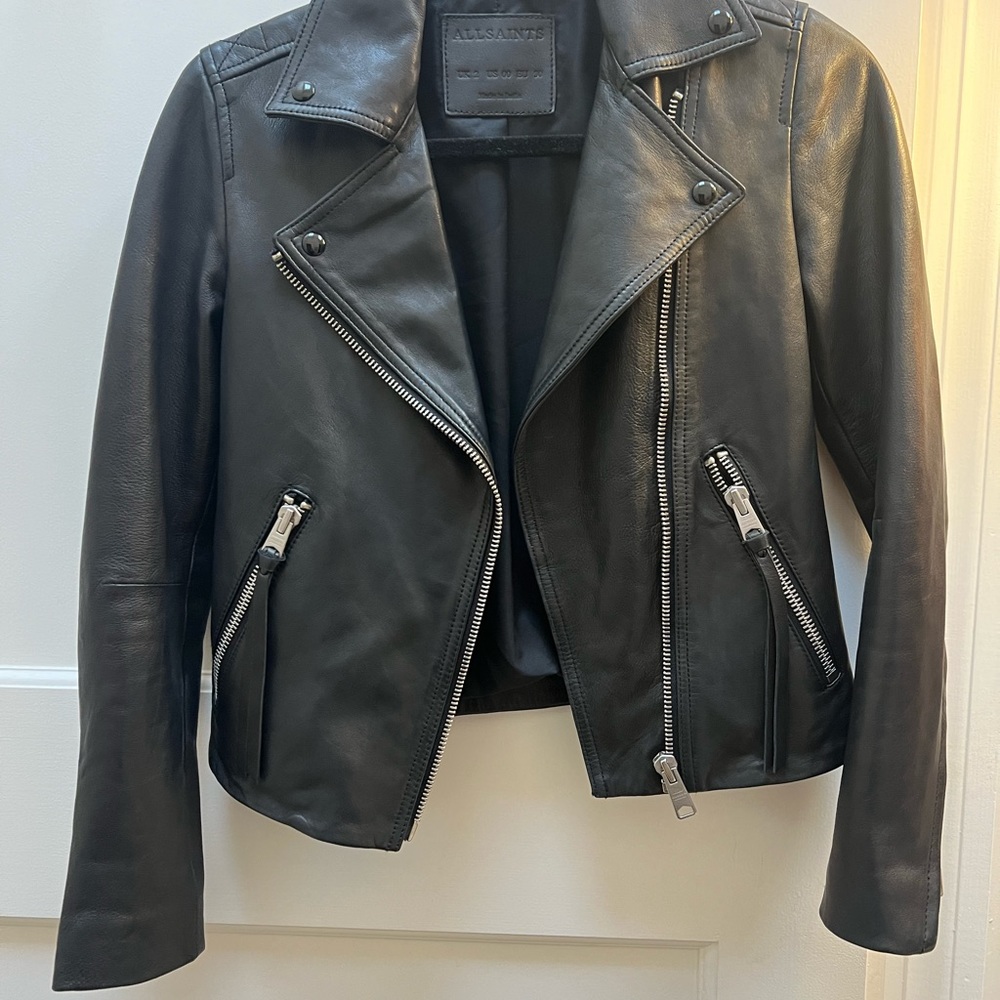 Black Leather All Saints Jacket.